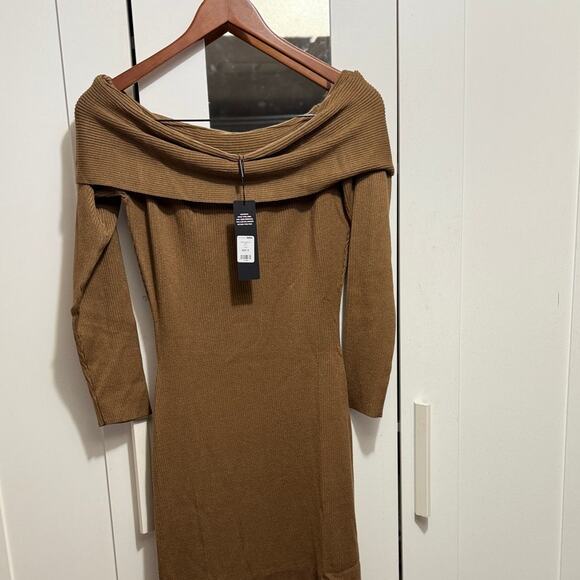 NWT Fashion Nova Tamara Camel Ribbed Knit Sweater Maxi Bodycon Dress Size XL - Picture 8 of 16